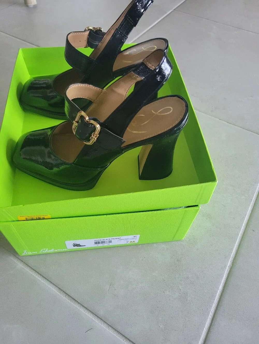 Sam Edelman Black Patent Slingback Mary Jane Heels